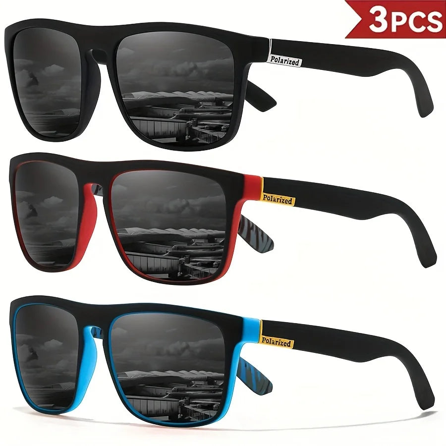 Men's Square Polarized Sport Sunglasses — UV400 Multi-Pack