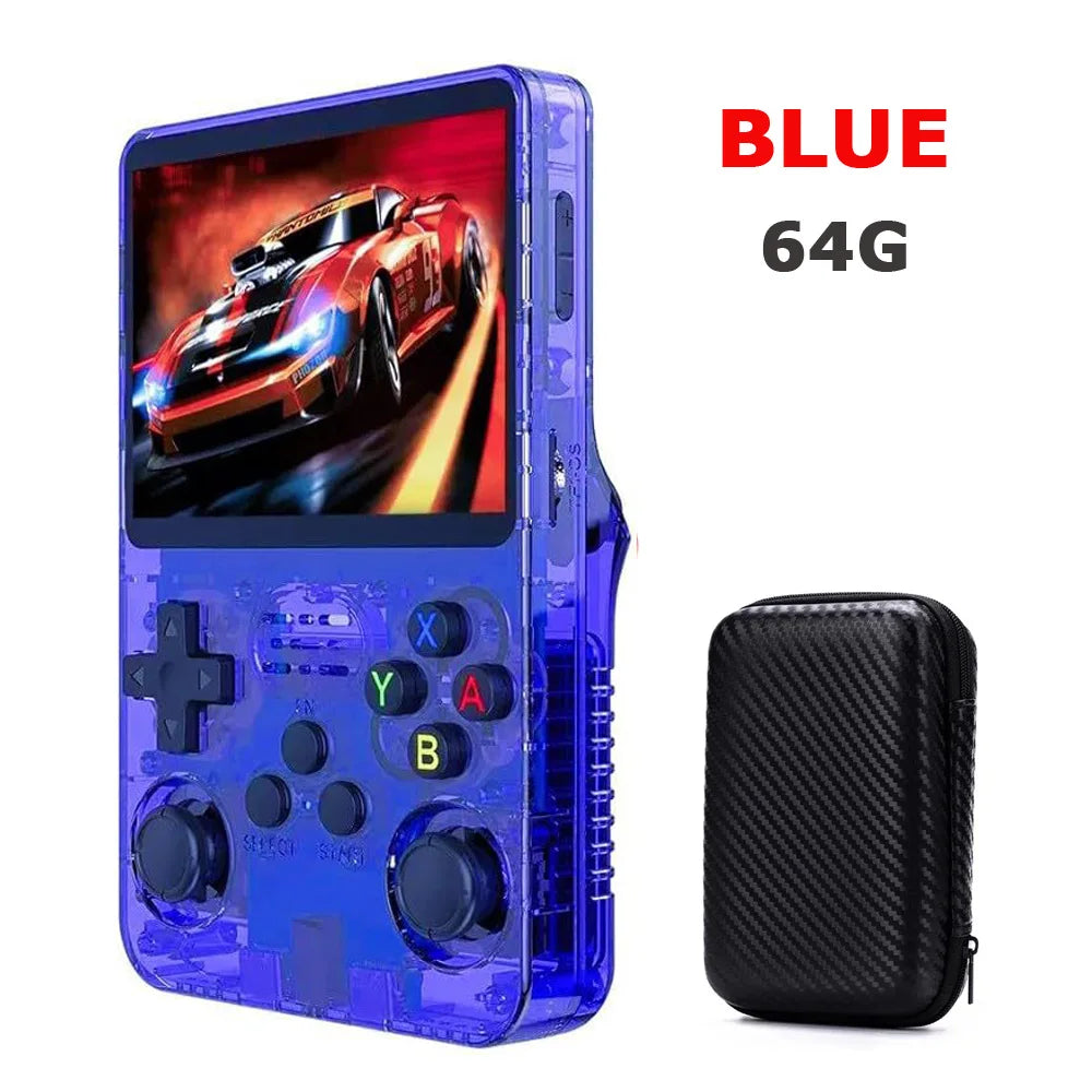 64GB/128GB Open Source R36S Video Game Console Linux System 3.5 Inch IPS Screen Orange Portable Pocket Video Player With bag