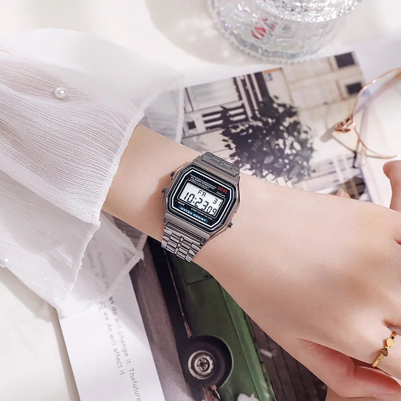Sports Rose Gold Children Watches for Women Electronic Digital Display Retro Style Alarm Clock Men's Relogio Masculin Reloj