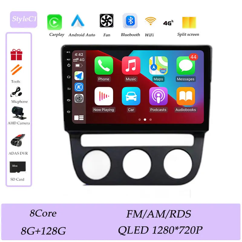 Android Car Stereo for VW Golf Mk5, Jetta GLI, Rabbit 1K (2006–2010) — CarPlay, GPS, DSP, Split Screen