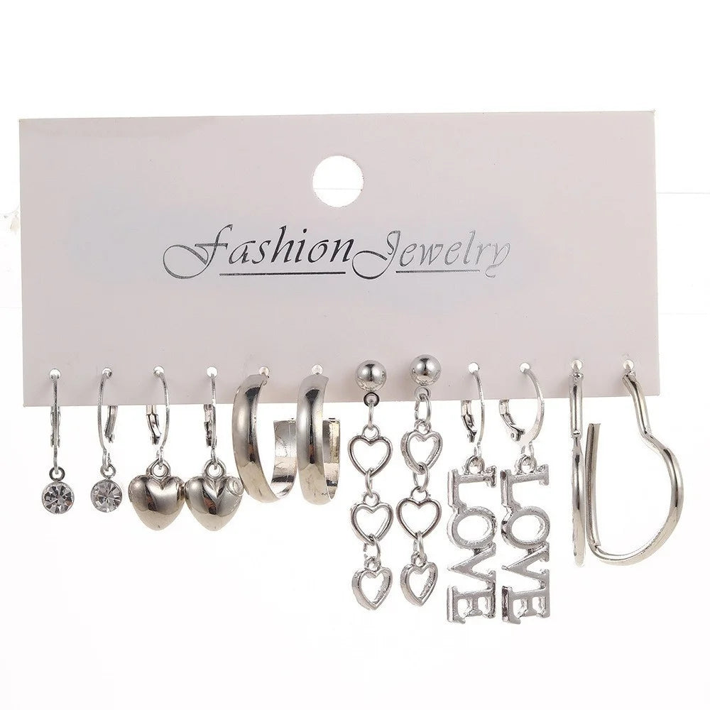 Butterfly & Heart Earrings Set — Vintage Cut-Out Drop Jewellery
