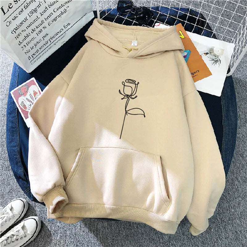 Women's Flower Print Hoodie - Thick Pullover Sweatshirt - photo 12