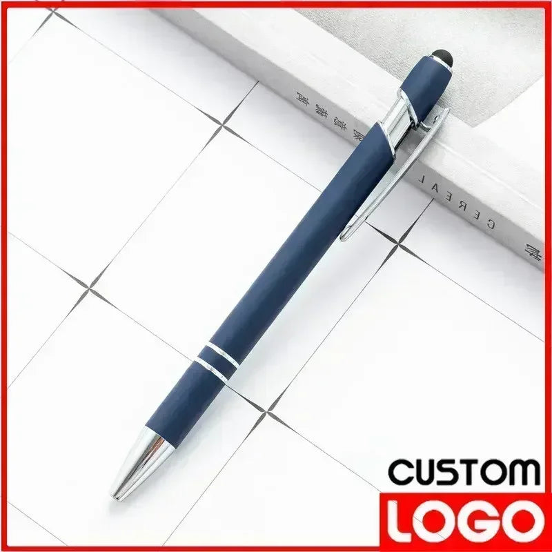 20-200 Pcs Custom Logo Metal Ballpoint Pen Text Engraving Touch Screen Advertising Pen Office School Private Customization Gift