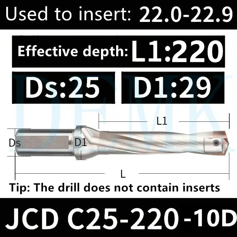 JCD Crown U-Drill Rod 10-25mm, Internal Cooling Indexable Drill