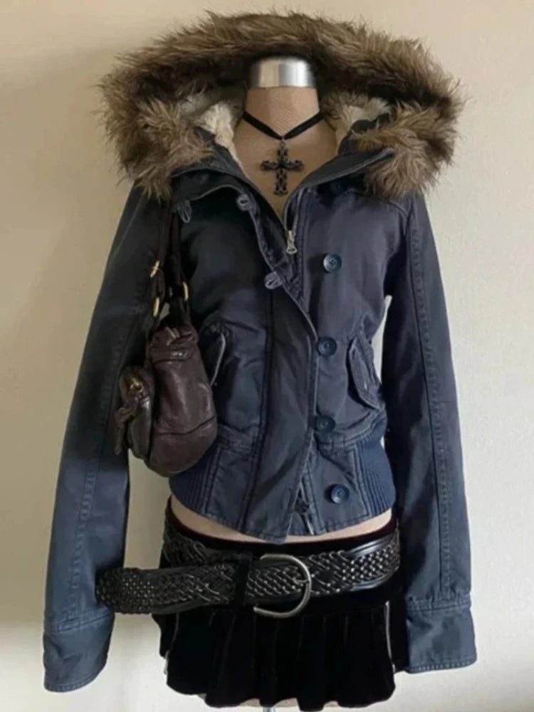 Women's Hooded Safari Zip Jacket, Vintage Streetwear