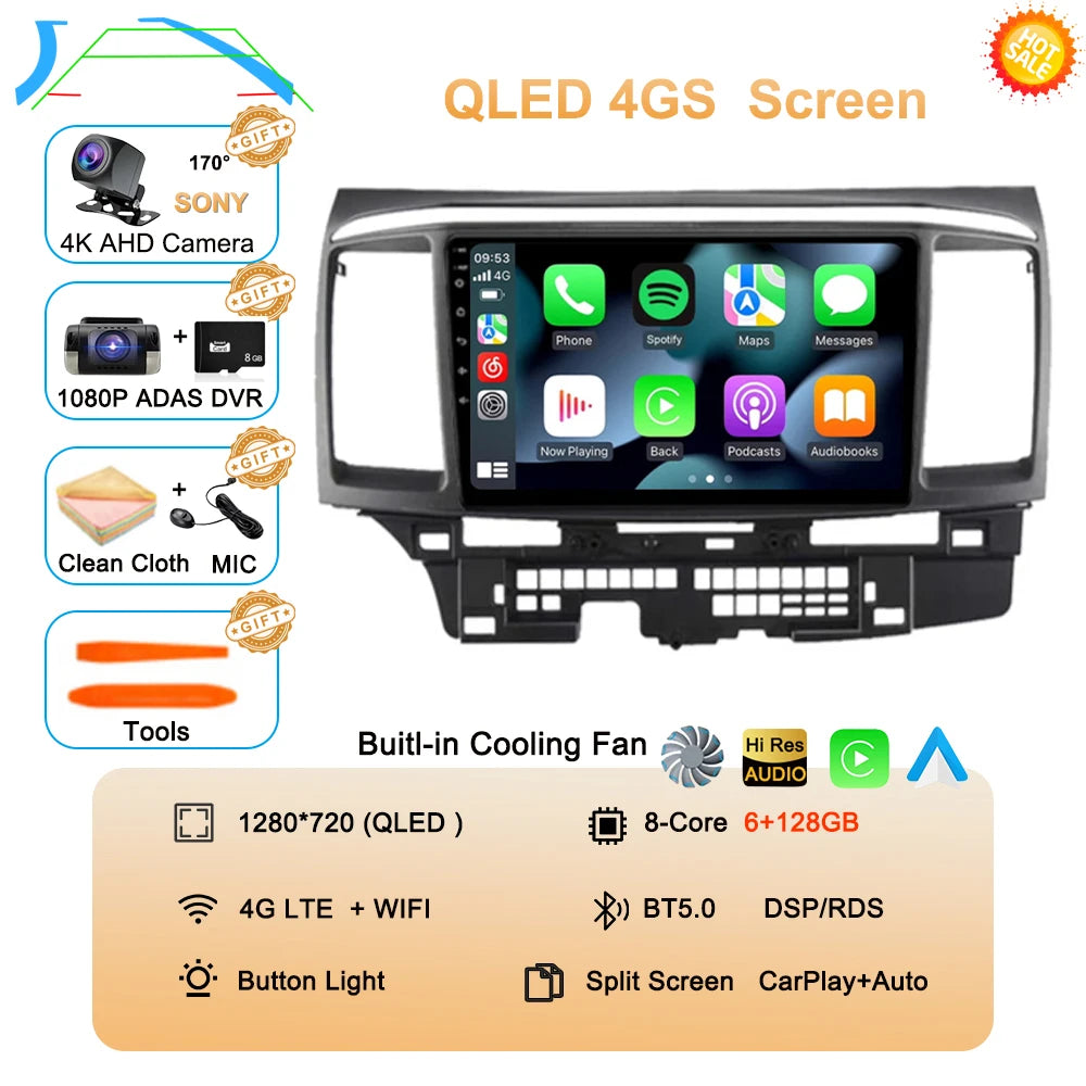 Android 16 Car Radio For Mitsubishi Lancer 10 CY 2007 - 2017 Multimedia Video Player 2 din WIFI+4G Navigation GPS Stereo Carplay
