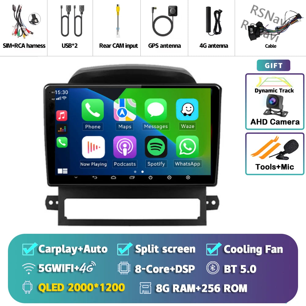Android 16 Carplay Auto Multimedia Car Radio For Chevrolet Captiva 2008 2009 - 2012 Head Unit Autoradio Stereo Snapdragon Player