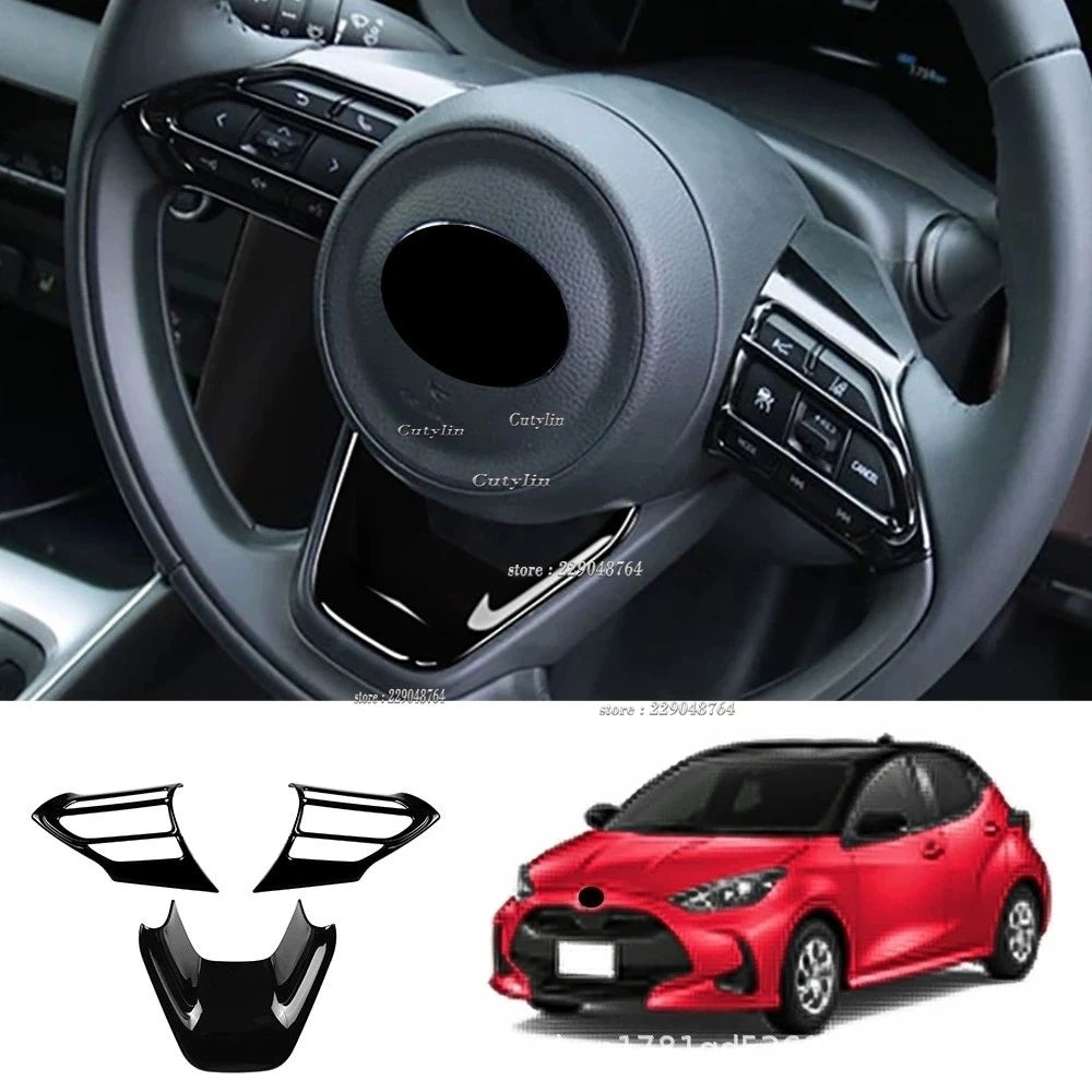 For Toyota Yaris Cross 2020 2021 2022 2023 ABS Black Car Accessories Window Switch Decoration Steering Wheel Frame Cover Trim