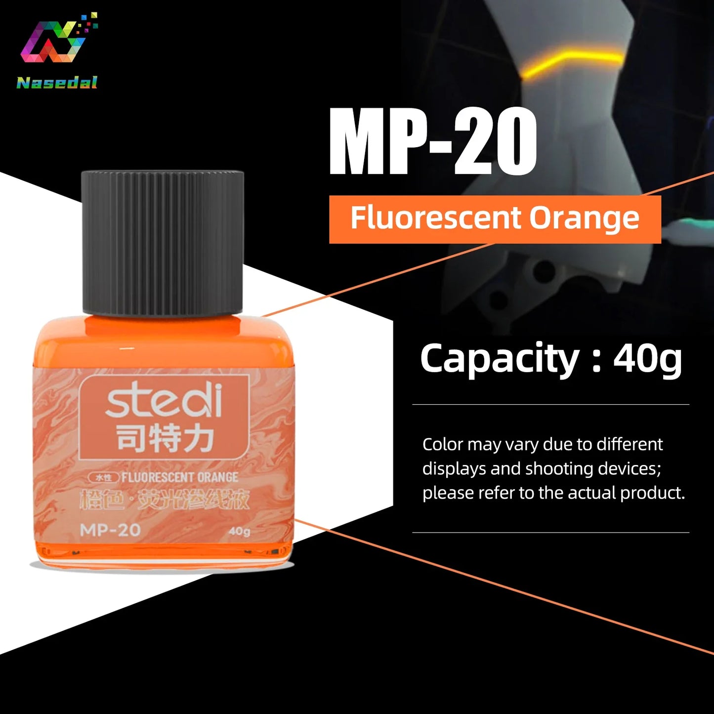 Stedi MP-20~29 40g Water-based Fluorescent Panel Liner Paint for Gundam Model Building Fluorescent Ink Panel Line Accent Color