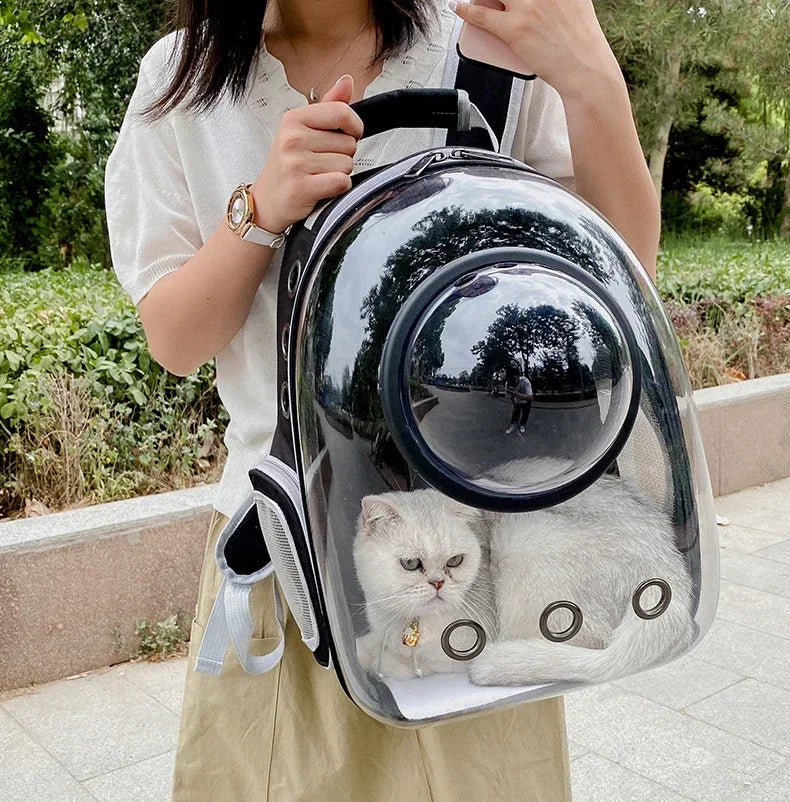 Portable Cat Pet Carrier Backpack Transparent Capsule Bubble Pet Backpack Small Animal Puppy Kitty Breathable Carrier for Travel