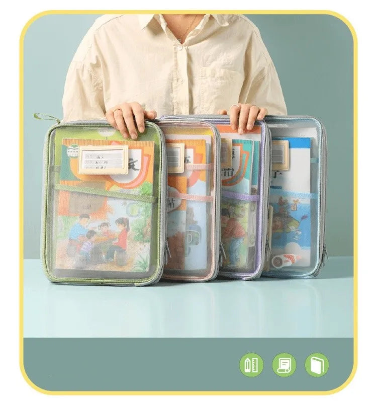 Transparent Stationery Storage Folder Hot Thicken Mesh Zipper File Packing A4 Size School Office Supplies Travel Storage Bags