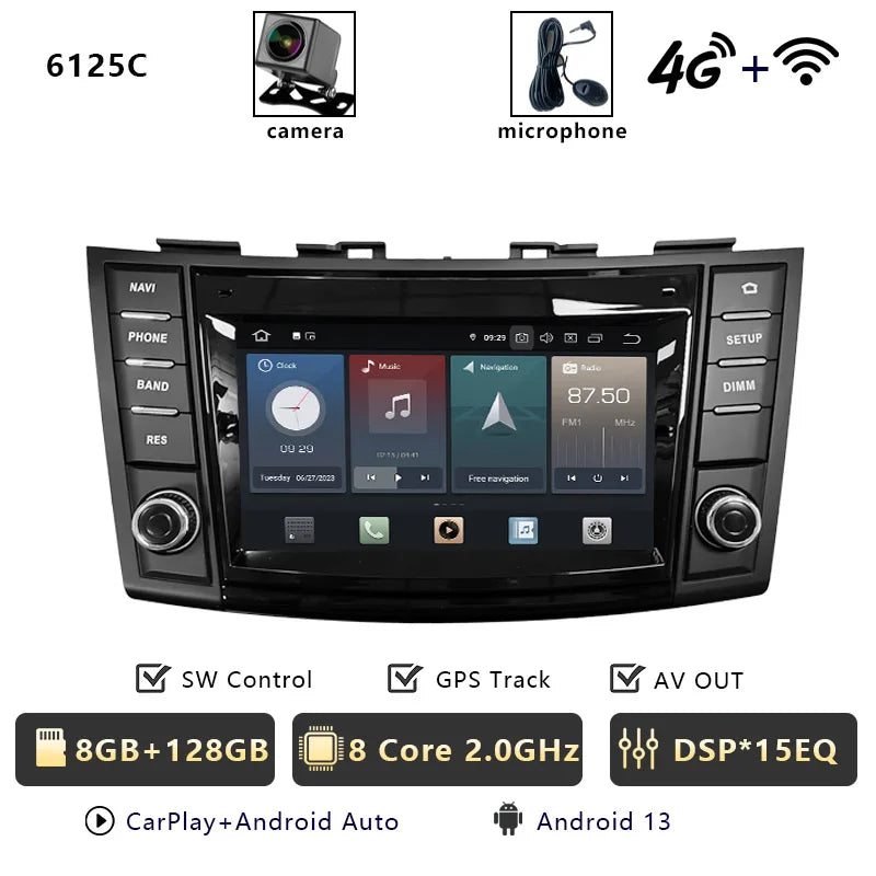 Android Car Stereo for Suzuki Swift 4 (2011–2016) — Wireless CarPlay, Android Auto, GPS, 4G, WiFi