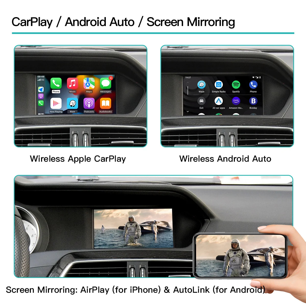 AUTOABC Wireless CarPlay Android Auto for Mercedes Benz A B C E Class NTG4.5/4.7 GLA CLA GLK SLK CLS W204 W176 W246 X204 C117
