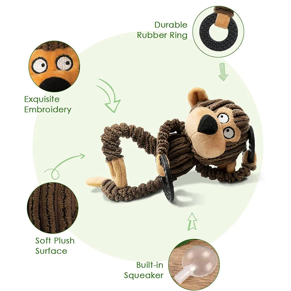 Monkey Plush Squeaky Puppy Toy - Small Dog Chew – photo 3