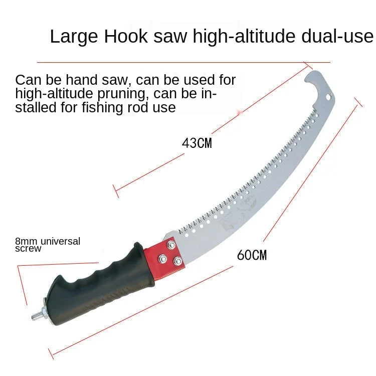 High-Reach Garden Pruning Saw – Logging & Tree Saw with Hook for Tall Branch Cutting