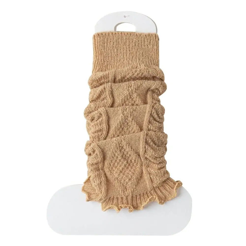 Women's Short Knit Leg Warmers - Boot Cuffs in Grey & Khaki - photo 11
