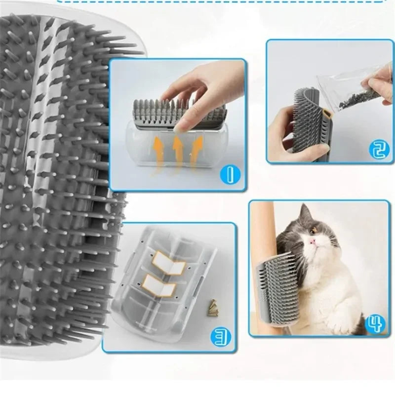 Cat Corner Scratcher with Catnip Self Grooming Toy for Scratching Relieving Boredom Supplies Durable Interactive Wall Mountable