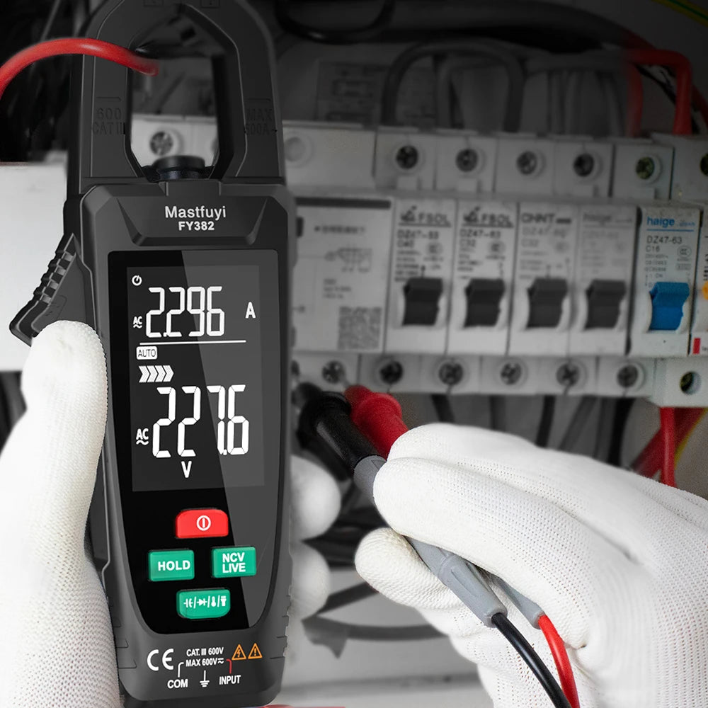 MASTFUYI Automatic Large-Screen Digital Clamp Meter Handheld Ammeter Clamp Multimeter 10000 Counts True RMS with NCV Detection