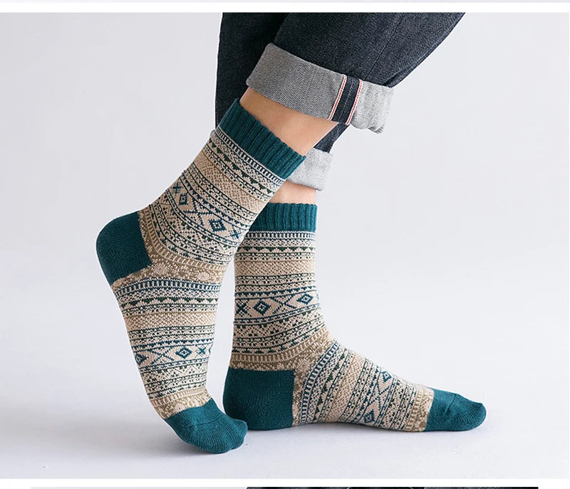 Men's Wool Blend Winter Socks, 5 Pairs