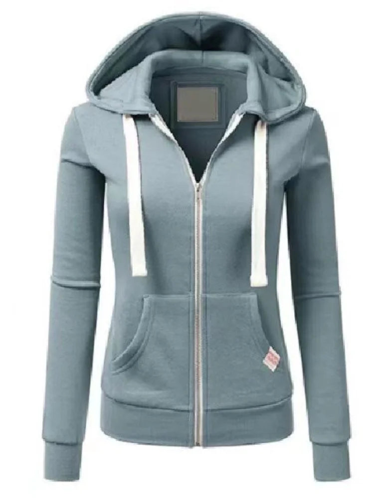 Women's Zip Up Hooded Sweatshirt - Casual Long Sleeve Jacket - photo 2
