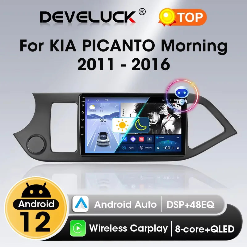 2-DIN Android Car Stereo for Kia Picanto / Morning (2011–2016) — CarPlay, Android Auto, GPS Navigation