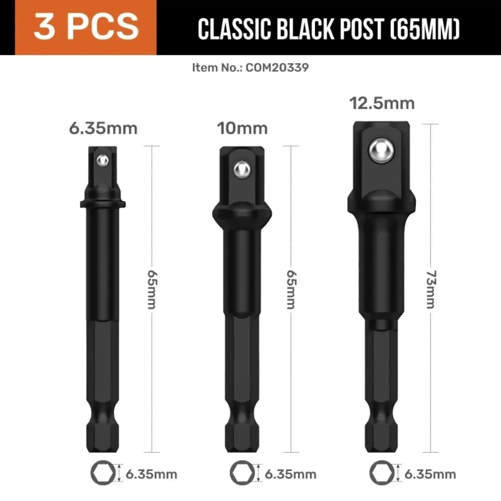 Socket Wrench Adapter, Square Ratchet Reducer Set Drill Sockets Bit Hex Holder 1/2 to 3/8 to 1/4 Double Head Conversion Kit