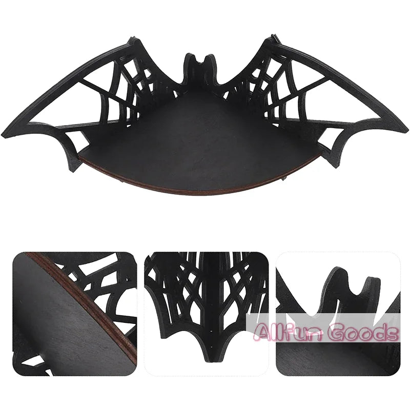 Bat Corner Shelves Wooden Floating Bat Wall Corner Shelves Gothic Jewelry Display Shelf Halloween Decorative Shelf For Home