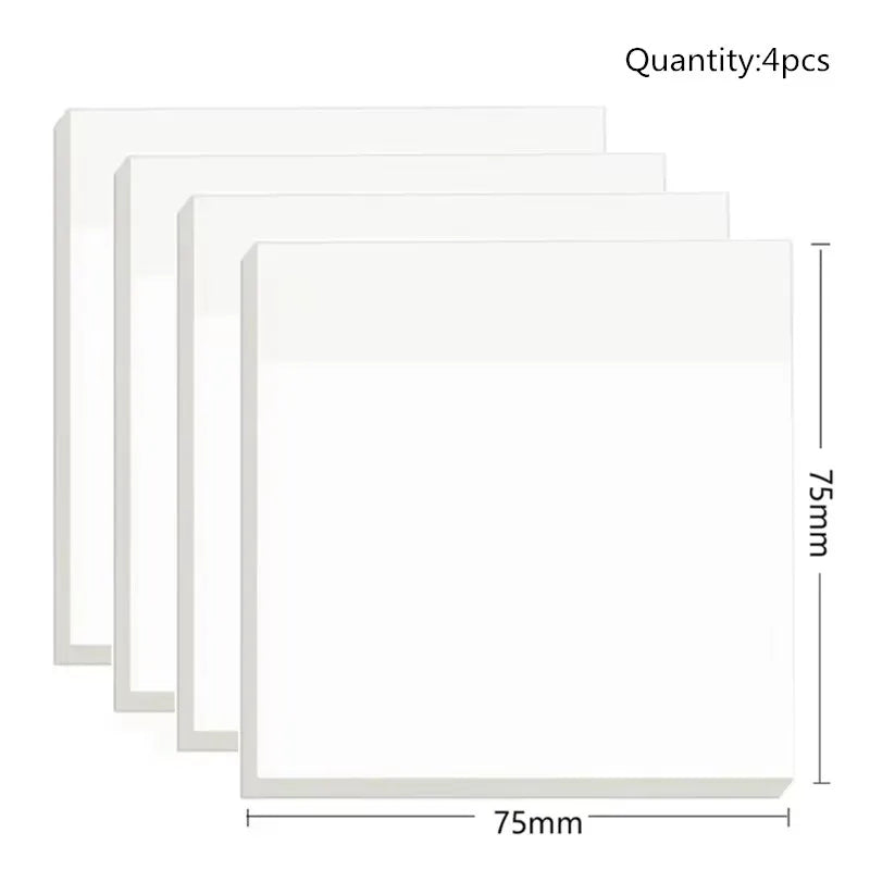 50 Sheets Transparent Sticky Note Pads Waterproof Self-Adhesive Memo Notepad School Office Supplies Stationery