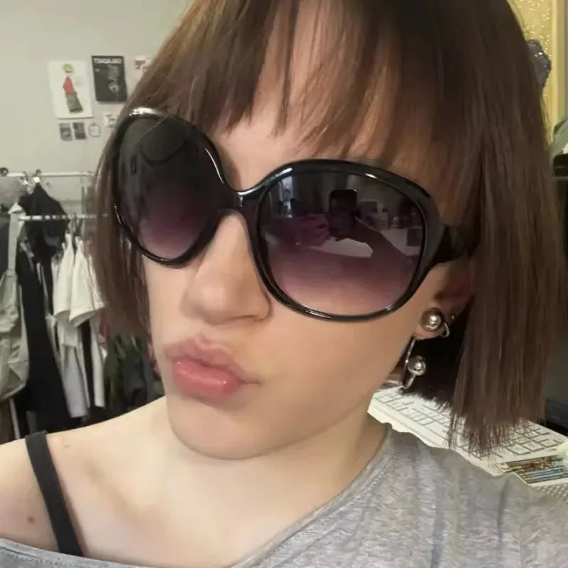 Y2K Oval Sunglasses for Women — Large Gradient Lens, UV