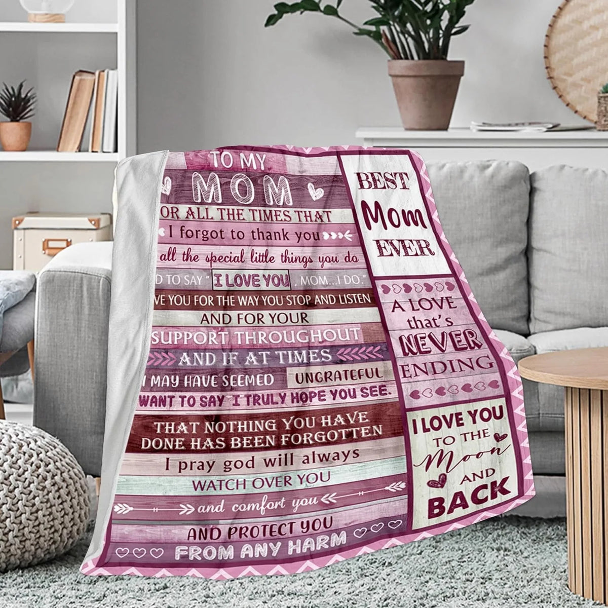 Gift for Mom Flannel Throw Blanket with Loving Message
