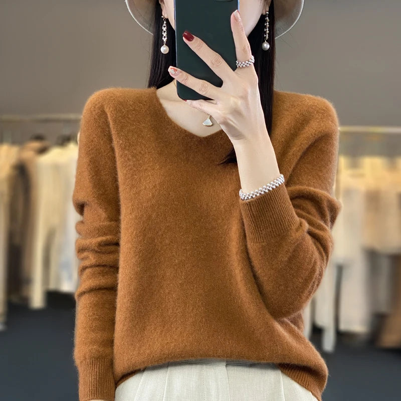 Women's Merino Wool V-Neck Sweater