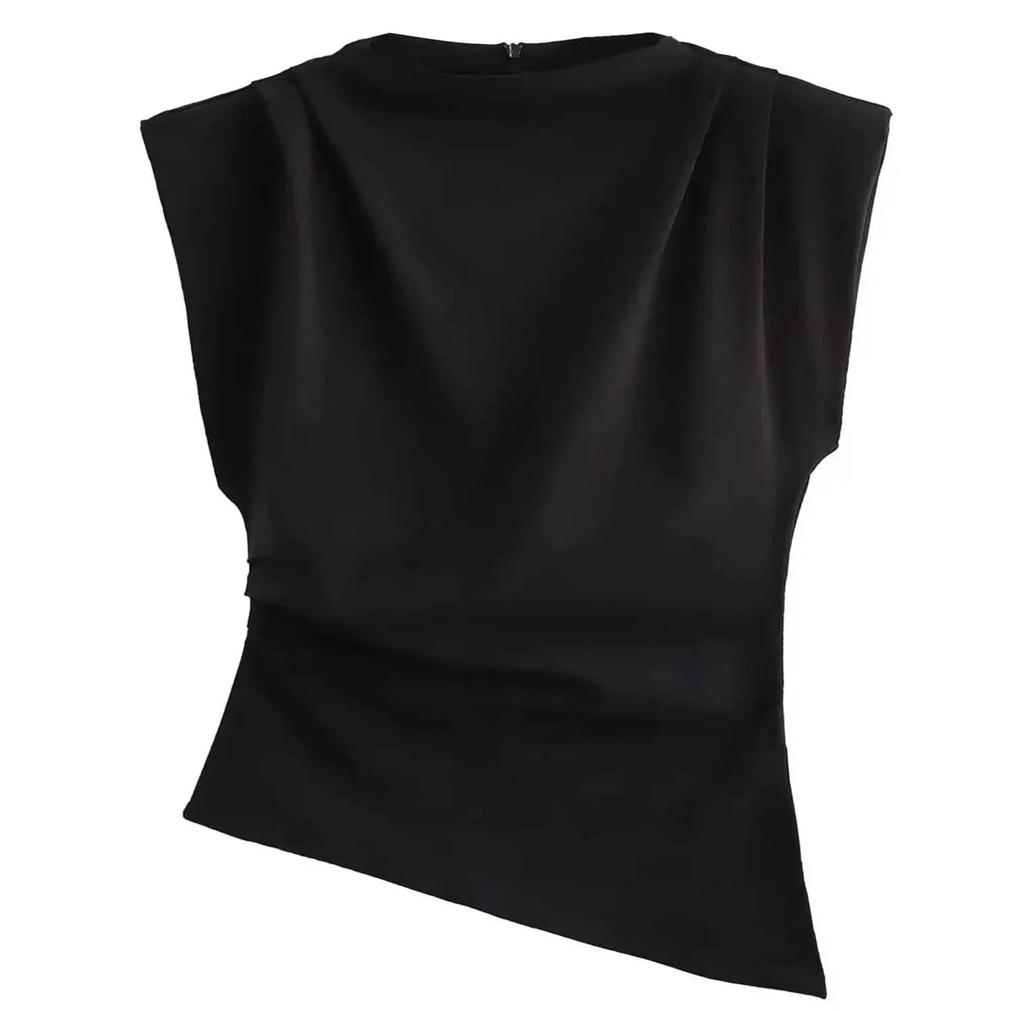 Fashion Shoulderless Top European American Style Simple Pleated Decorative New Top