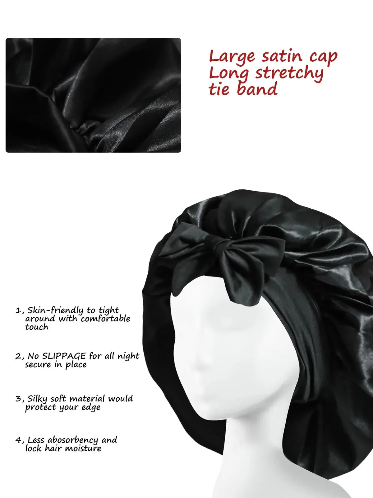Silk Bonnet Sleeping Womens Satin Bonnet Hair Night Sleep Cap Tie Band CurlyHat Scarf Wrap Curly Hair Bonnets Beauty