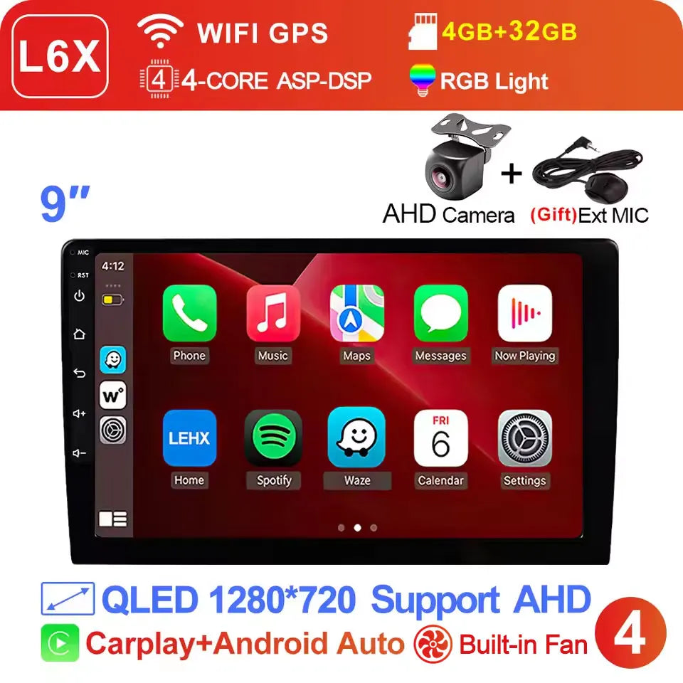 LEHX Universal 2-DIN Android Car Stereo (7"/9"/10") — Wireless CarPlay, Android Auto, GPS, 4G, WiFi