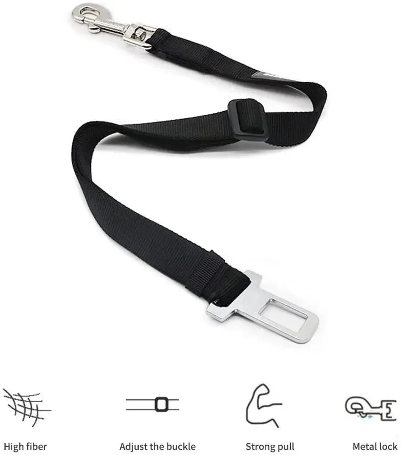 Dog Car Seat Belt Safety Protector – Adjustable Pet Travel Harness Leash & Collar Clip | Universal Fit