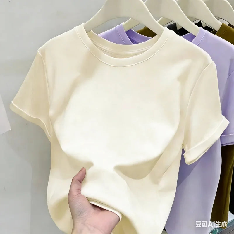 Women's plain cotton t-shirt - view 18