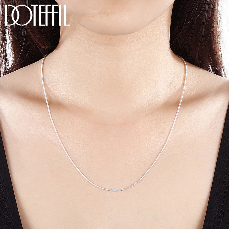 DOTEFFIL 925 Sterling Silver 5/10pcs/Lot 16/18/20/22/24/26/28/30 Inch 1.2mm Snake Chain Necklace For Woman Man Fashion Jewelry