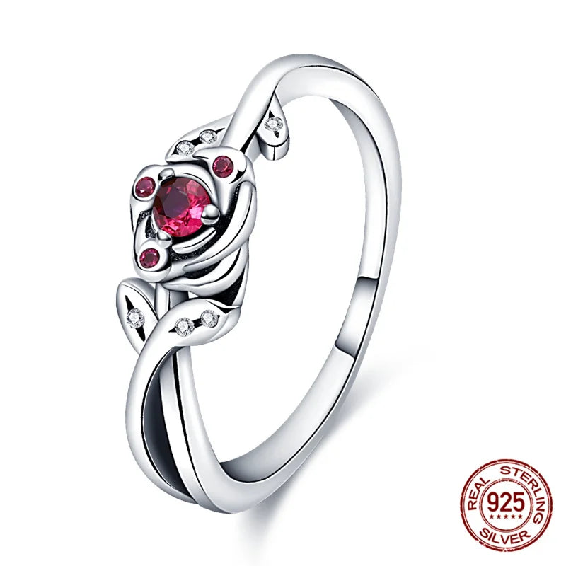 New in 925 Sterling Silver Sun and Moon Love Princess Zircon Oxide Enamel Heart Love Rings Fashion Fine Jewelry For Women Gifts