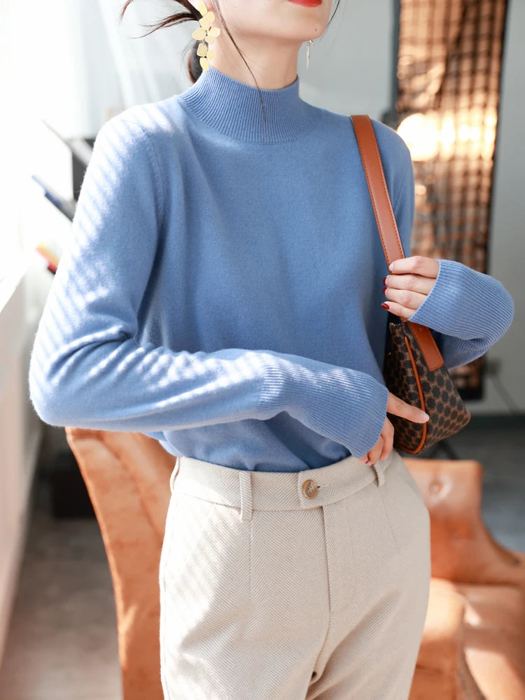 Women's mock neck base sweater, slim knit — view 6 of 20
