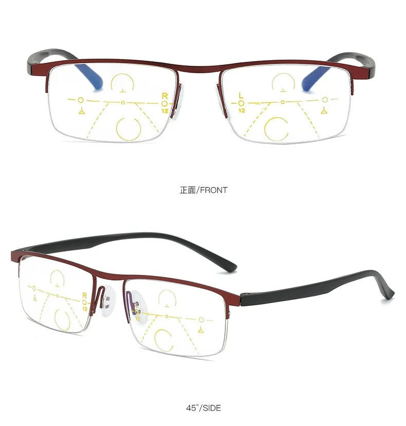 Multifocal Reading Glasses — Progressive Near and Far Lenses with Blue Light Filter
