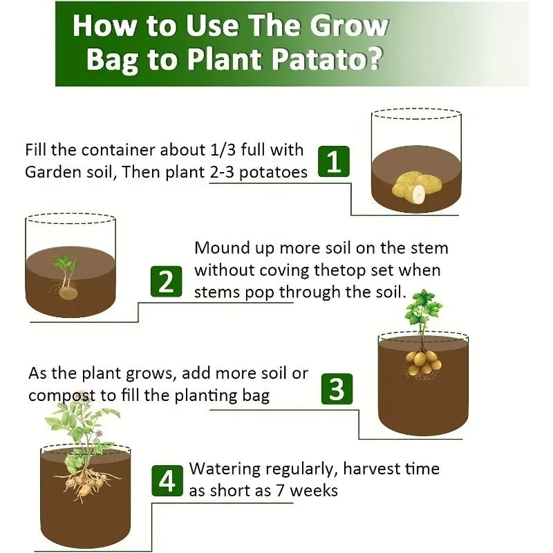 Garden Plant Grow Bags — Breathable PE Potato & Veg Planters