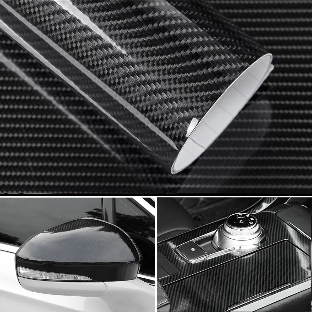 Glossy 6D Carbon Fiber Vinyl Wrap Self-Adhesive Film Motorcycle Bike Sticker Grey Silver Red Black 6D Carbon Car Adhesive Vinyl