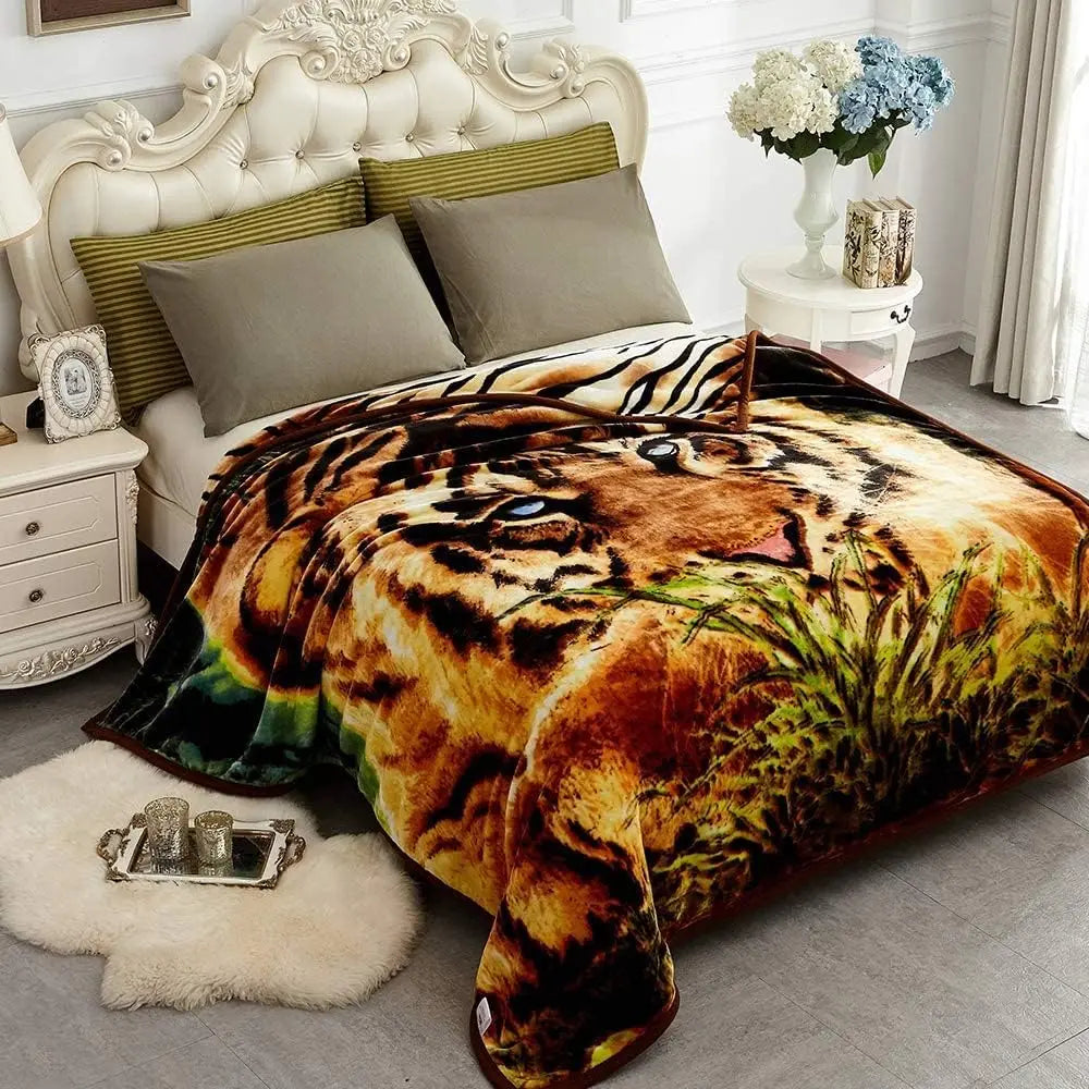 Reversible Faux Mink Throw Blanket, Printed Plush