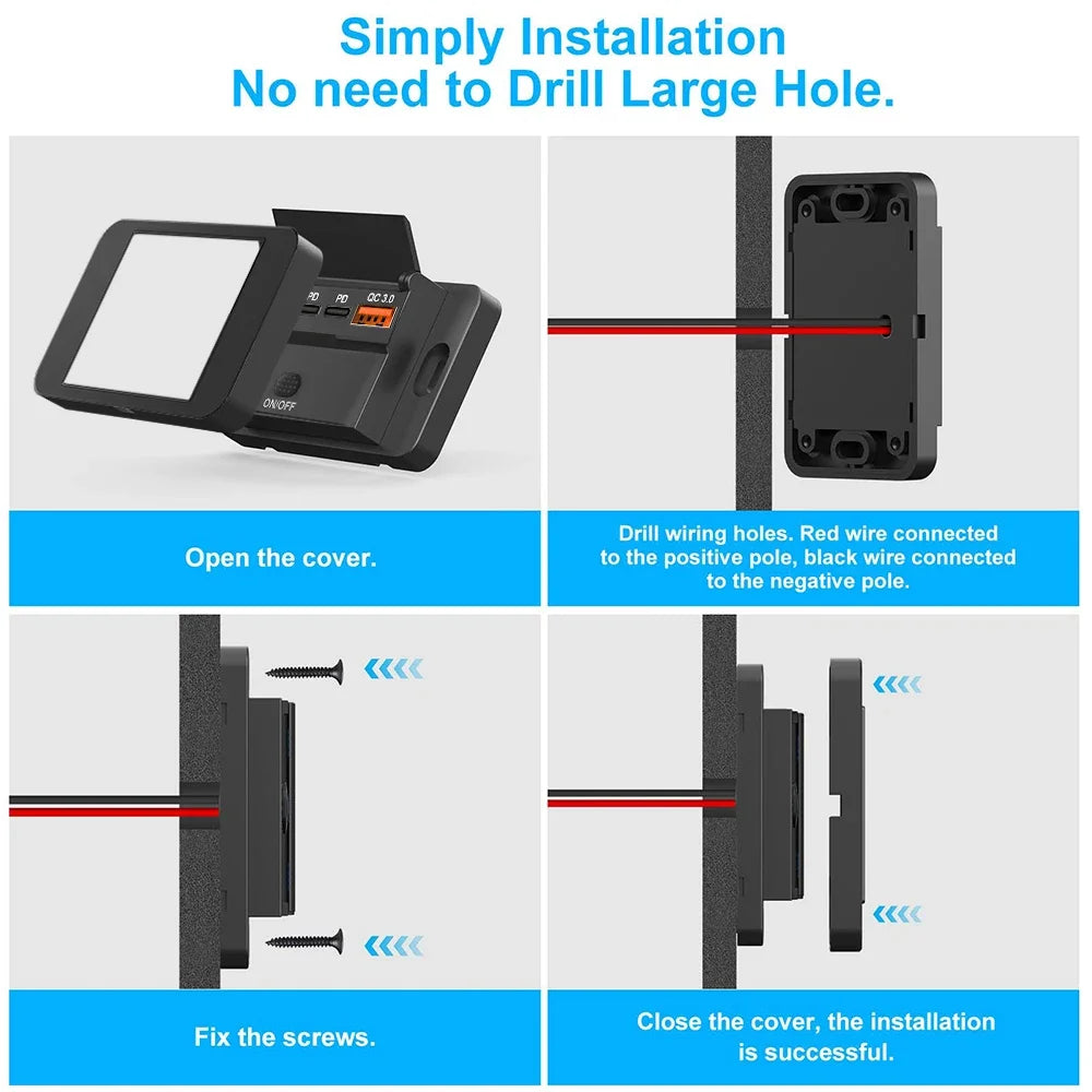 Car Charger Socket Adapter with Switch 2/4 Ports 12V 24V PD QC3.0 Charging Splitter Outlet for Bus RV ATV Truck Boat
