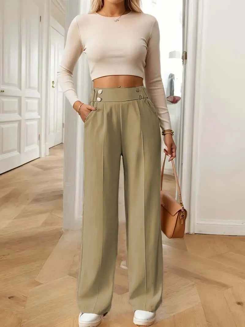 Women's high-waist wide leg pants - view 7