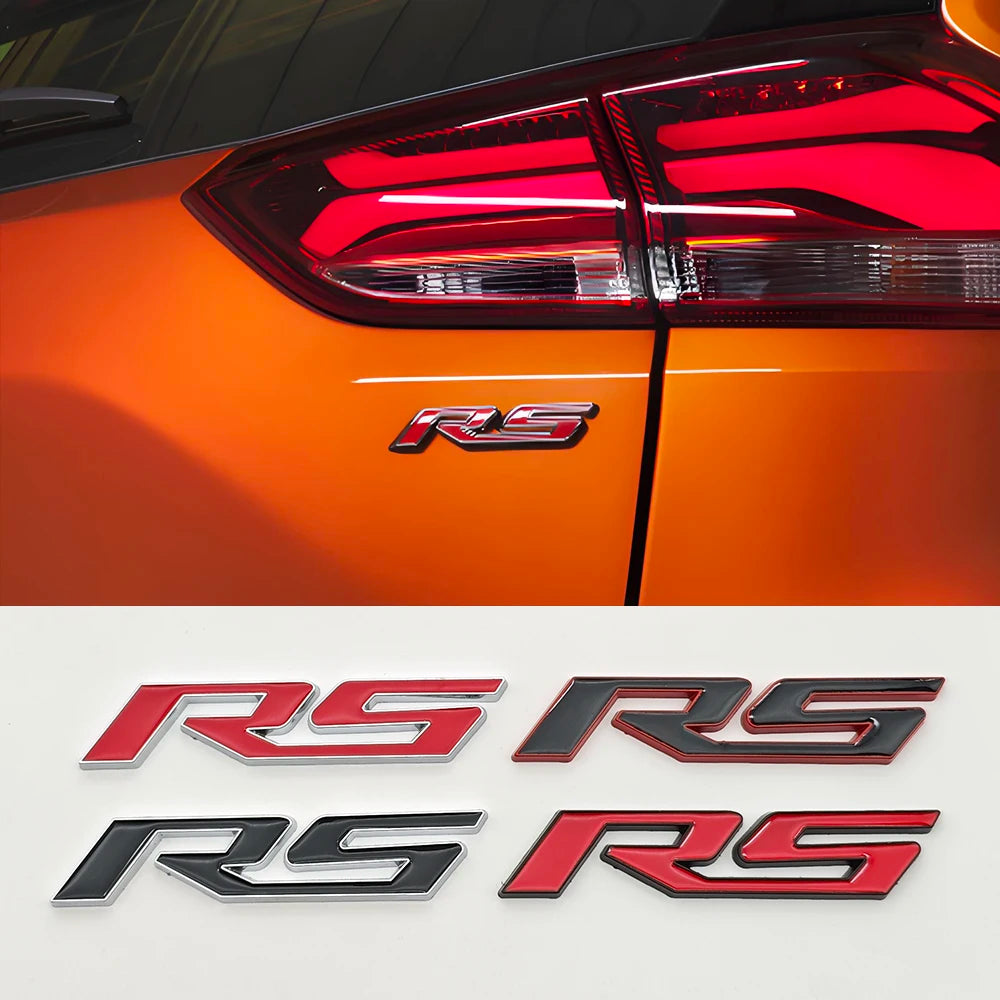 3D Metal RS logo Car Sticker Front Grill Emblem Trunk Badge Decals For Chevrolet Blazer Aveo Trax Cruze Sonic Onix Accessories
