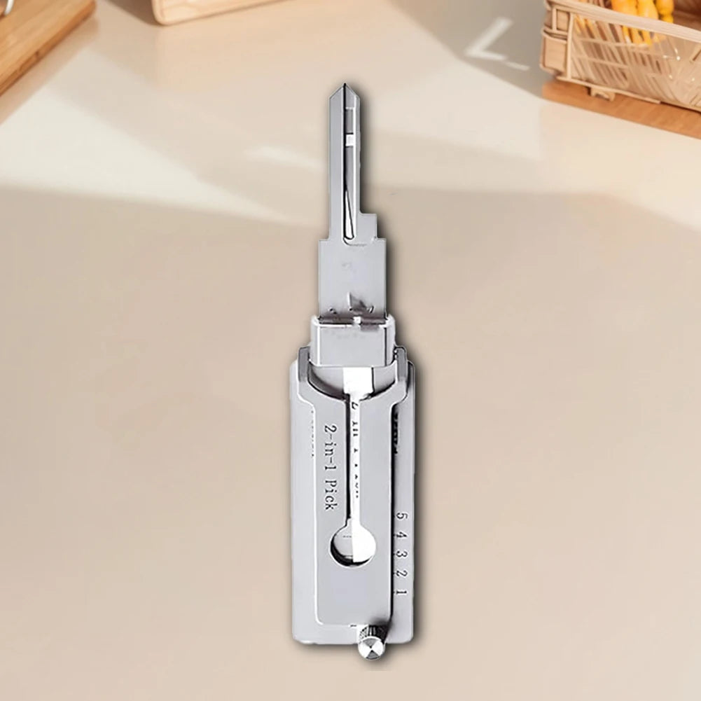 ANENG SS001 Stainless Steel Key Decoder – 2-in-1 Hook & Pick Lock Decoder with O-Ring Pickup Kit | Silver | Locksmith Hand Tool