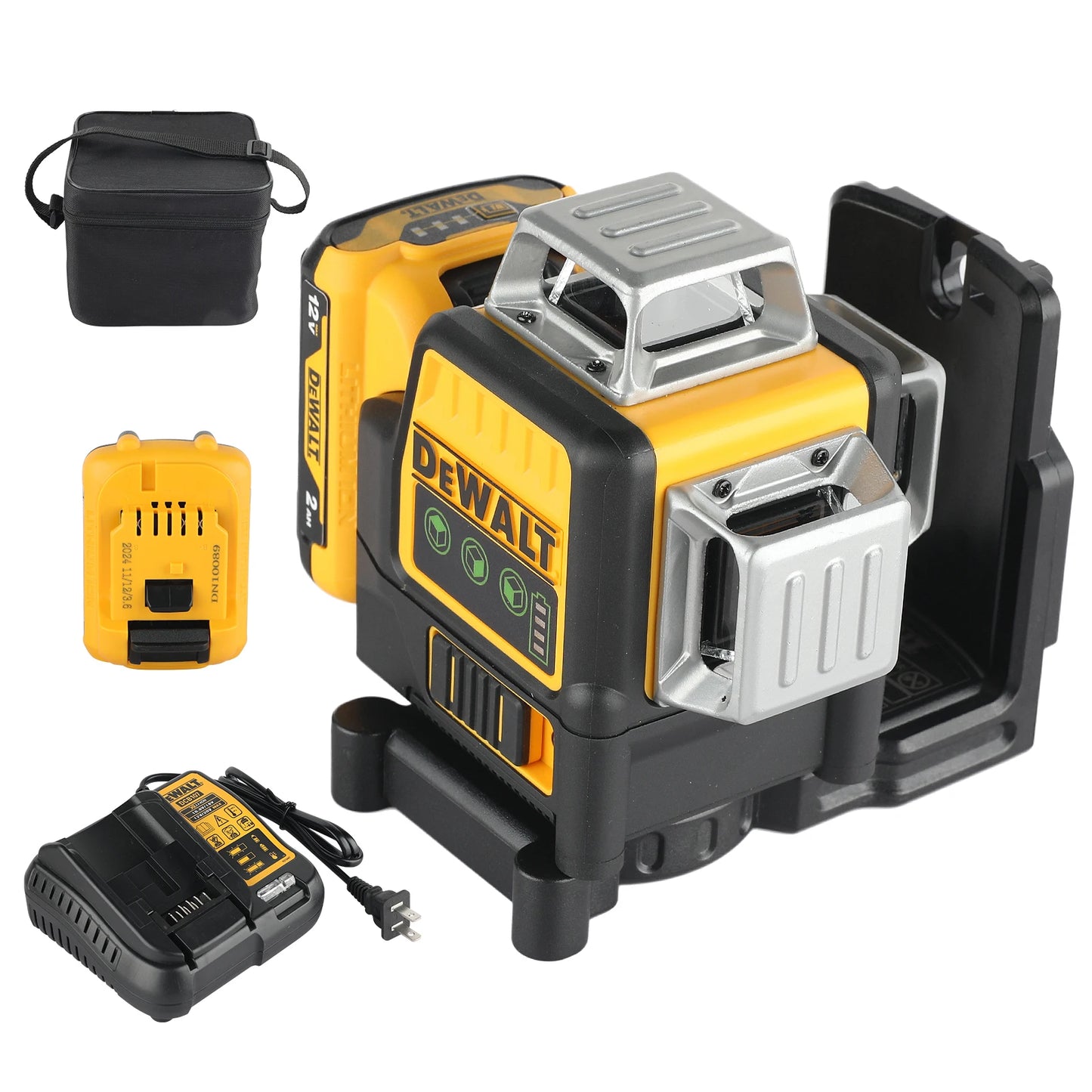 DEWALT DW089LG 12 - Line Green Beam Laser Level - 360° 3 - Side Coverage, 12V Li - Ion for Versatile Jobsite Tasks
