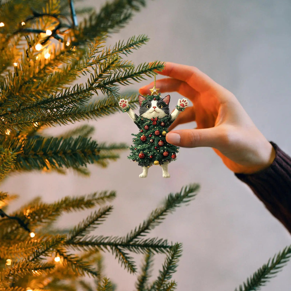 2D Acrylic Cat Christmas Ornaments - Hanging Kitten Pendants – photo 5