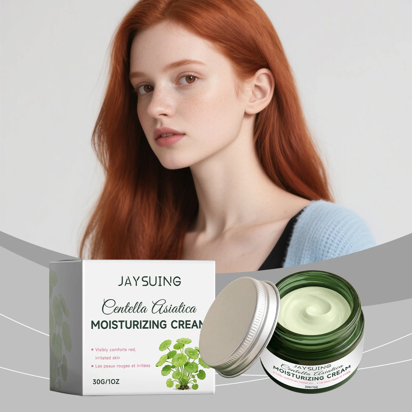 Jaysuing Centella Centella Moisturizer, Gently Moisturizing Facial Skin, Soft, Refreshing and Brightening Skin Care Cream
